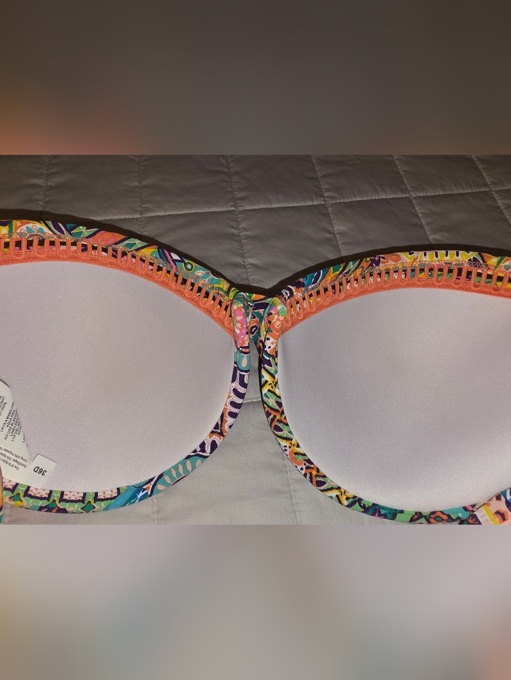 Bleu Rod Beattie-Colorful Printed Bikini Top - Pink Multi - Picture 6 of 7